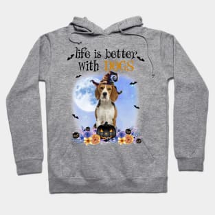 Beagle Witch Hat Life Is Better With Dogs Halloween Hoodie